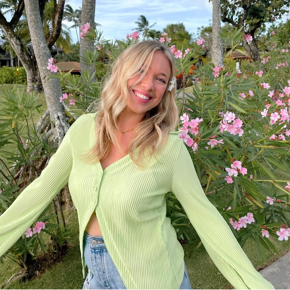 Light Green Button-Up Blouse